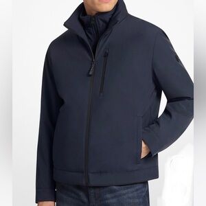 $198 Men's MICHAEL KORS Midnight Blue Black AVALON 2-in-1 Full-Zip Jacket Sz L